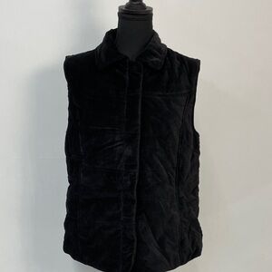 Tweeds Women's Black Quilted Vest, Velveteen Cotton, Size L